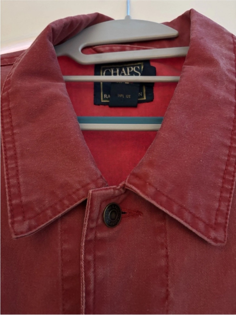 90S Rare Vintage Men’s Chaps Ralph Lauren Red American Flag Denim Jacket Sz M - Picture 12 of 12